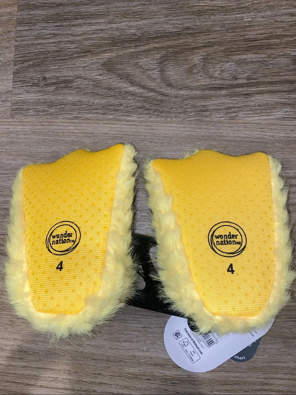 wonder nation Yellow Fuzzy Kids Slippers with Orange Accents